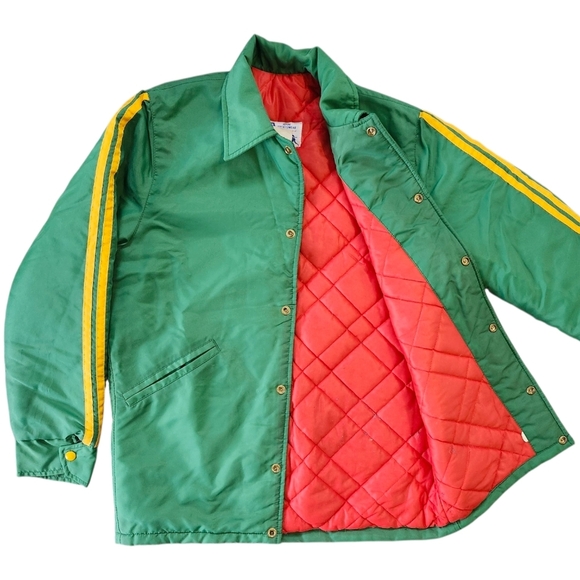 Avon Sportswear Green Bomber Jacket with Yellow Stripes - Picture 3 of 5